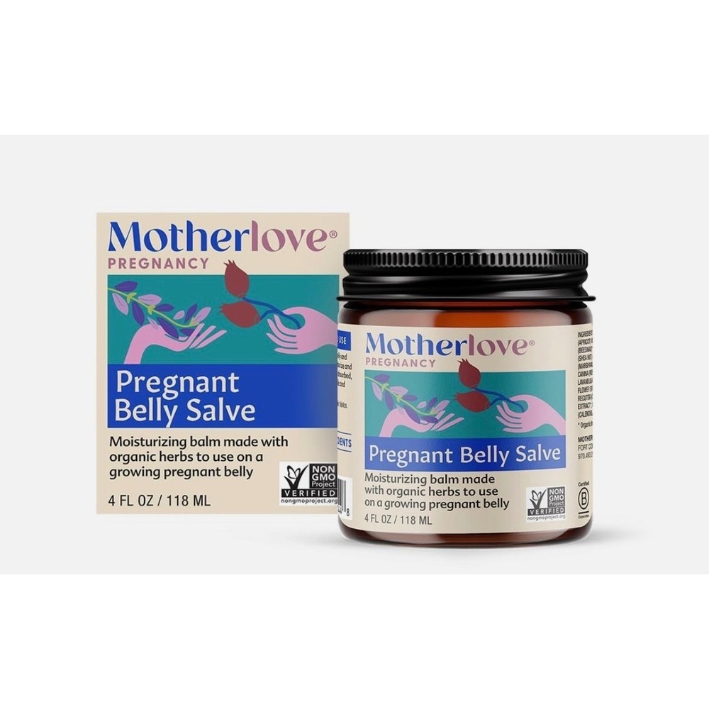Motherlove Pregnant Belly Salve 4 oz Moisturizing Organic Herbs Glass Jar 11/25